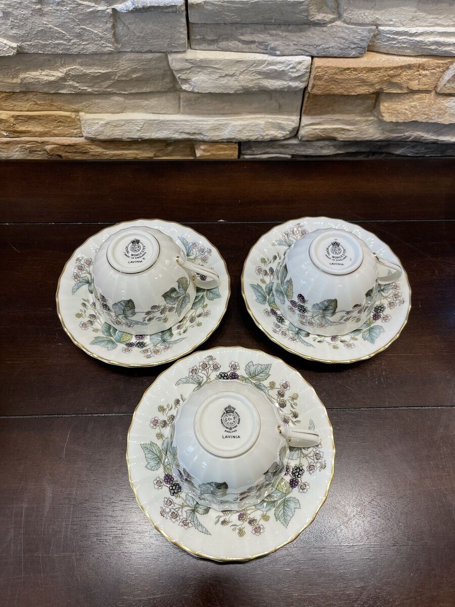 Royal Worcester LAVINIA Bone China Cup and Saucer Set of 3 Royal Worcester LAVINIA Bone China Cup and Saucer Set of 3