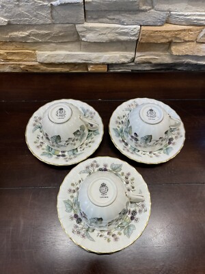 Royal Worcester LAVINIA Bone China Cup and Saucer Set of 3 Made In
