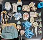 Vintage Antique Jewelry Lot & Scrap Jewelry Making Celluloid Necklace Hair Stick