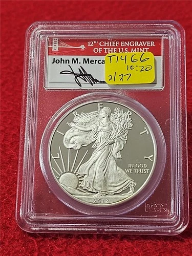 2012-S American Silver Eagle ASE $ 75th ANNIV SAN FRAN PCGS PR70 MERCANTI #T1466