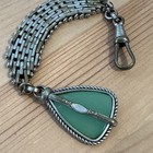 green Stone Pendant Charm 1920’s Antique Vintage Watch Fob with