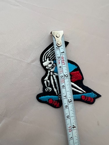 Skeleton Skateboarding Patch - 3" x 2" Retro Skate - Picture 2 of 4
