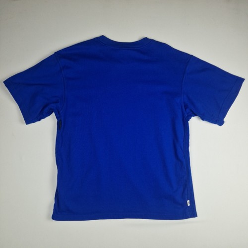 Adidas Blue Version Men's T-Shirt Size L Heavyweight 3 Stripes Round Neck VGC - Picture 2 of 13