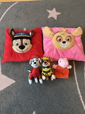 2 Paw Patrol Kissen Chase + Sky Skye, 2 Plüschtier Stofftier Anhänger