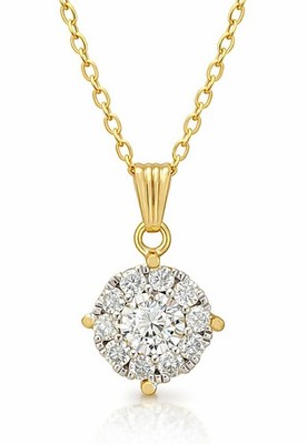 ECHTER 0,60 kt DIAMANTEN ANHÄNGER MASSIV 14k GOLD - kostenlose Zertifikat Bewertung