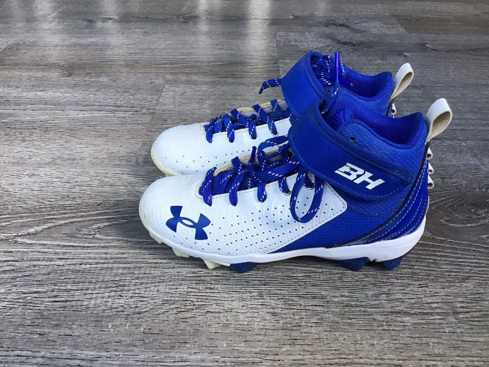 Botines de béisbol Under Armour Harper 4 Mid RM Jr talla 2Y niños azul blanco 3023444 Foto 4 de 4