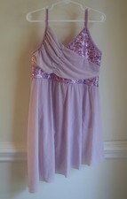 NWT iEFiEL Girls Lavender Sequin Dance Dress Ballet Recital Costume XL
