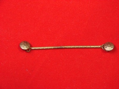 Vintage-Style Gold-Toned Collar Bar Pin Features Button Ends w/ Hammered Texture