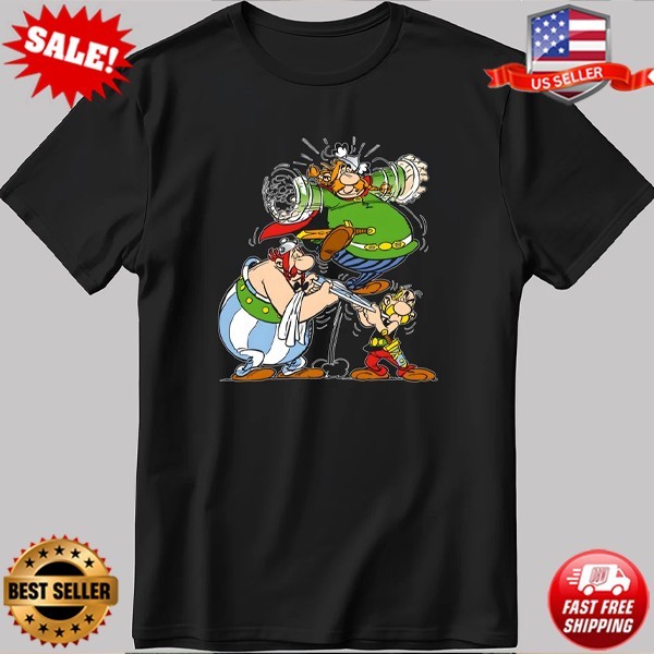 Camiseta Astérix y Obélix, Personajes Manga Corta Blanco-Negro - S-3XL