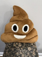 Poop Emoji Plush Pillow Brown Smiley Pile of Poo 14  x 14  x 4  2016 Gag Gift