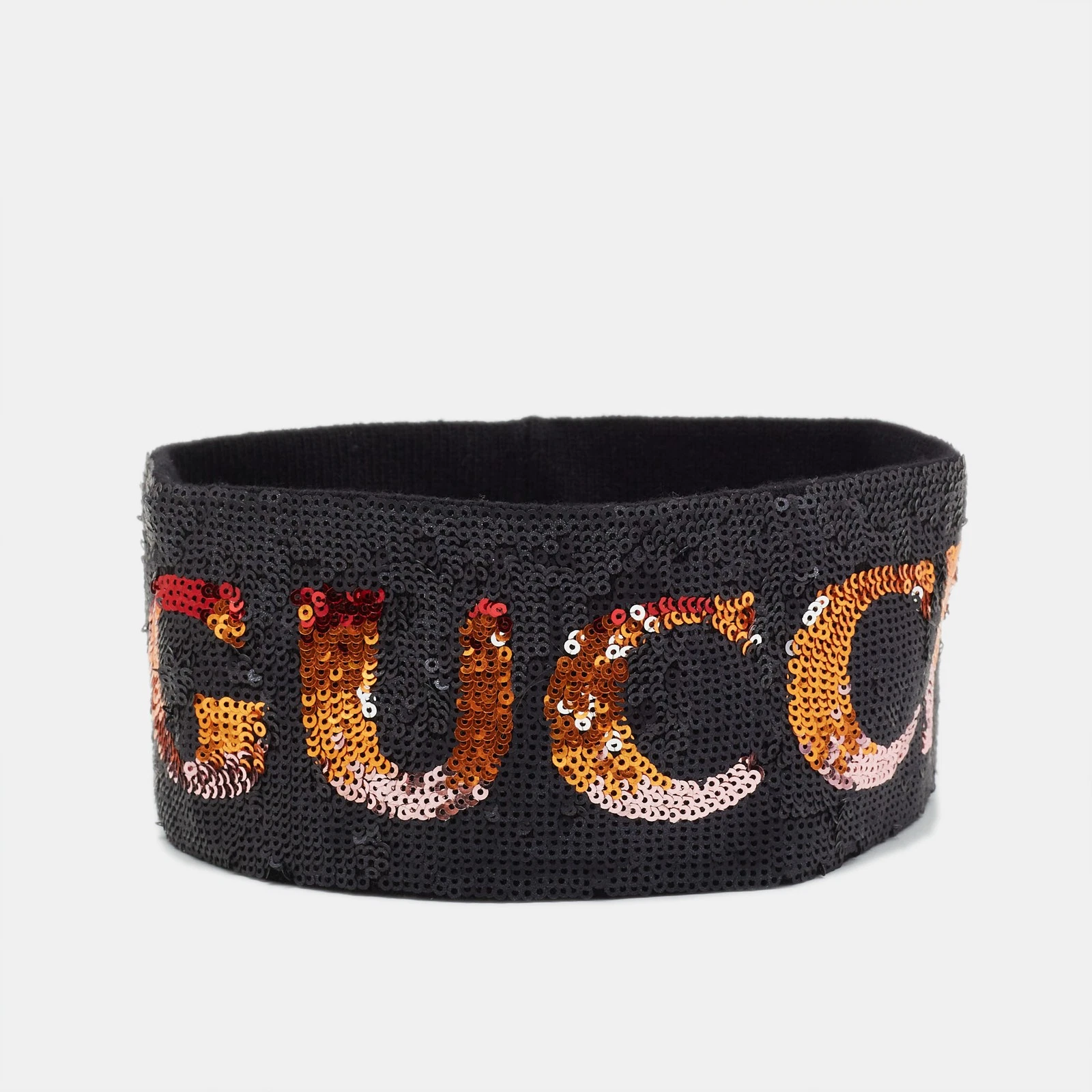 Ensemble bandeau et bracelet Gucci noir imprimé logo paillettes S