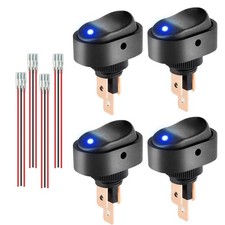 12V Blue LED Lighted Rocker Switch, LED Illuminated ON Off Toggle Switch 30A ...