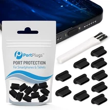 PortPlugs USB-C Dust Plugs – Compatible with iPhone 10 Pack, Black 10 Pack 