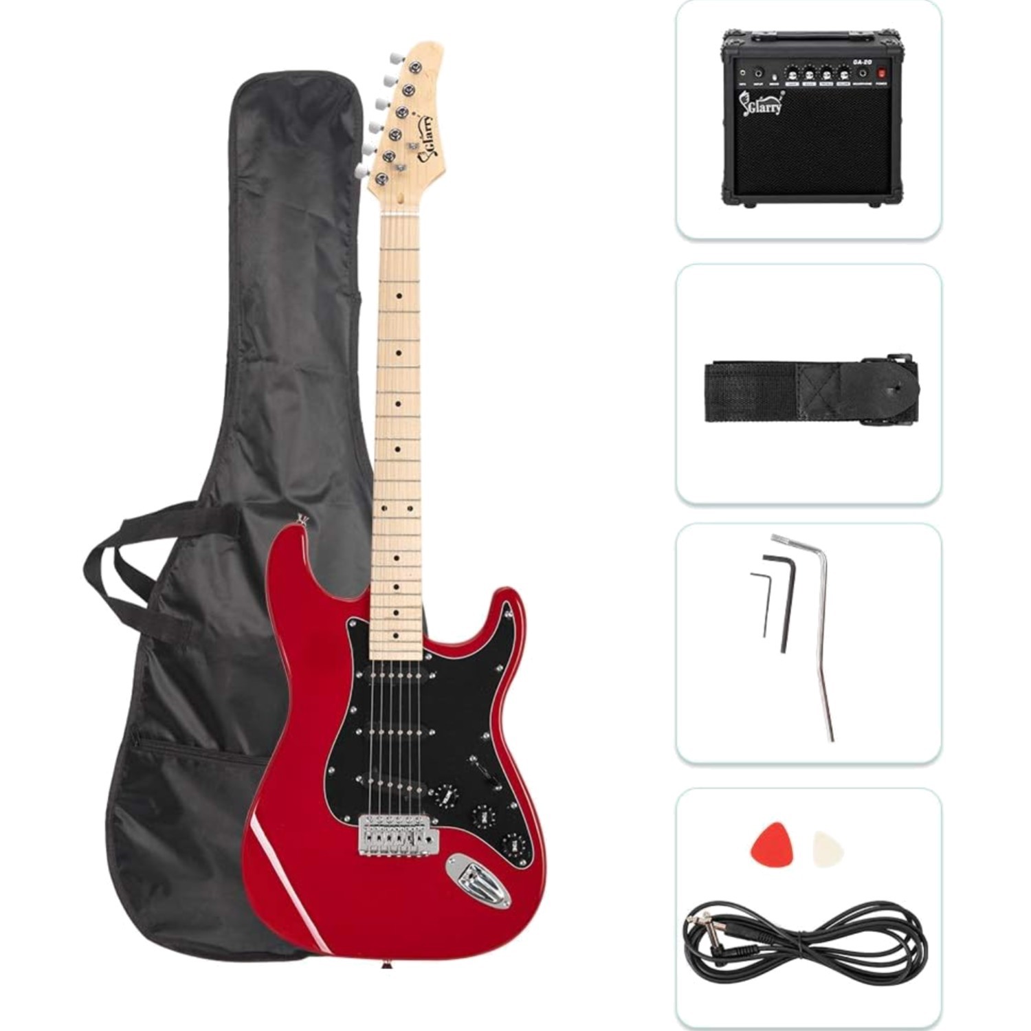 Electric Guitar Basswood 39 Inch Beginner Pack with Amp Accessories Red