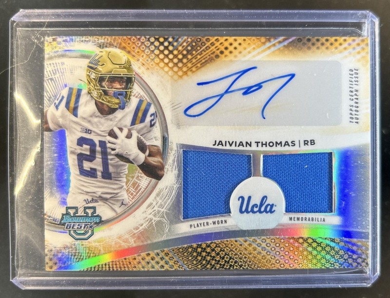 2025 Bowman Best University Jaivian Thomas Prospect Dual Jersey Auto #DRA-JT