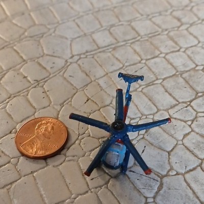 Diecast Non-Military Helicopter Model Blue Red Toy Collectible Display