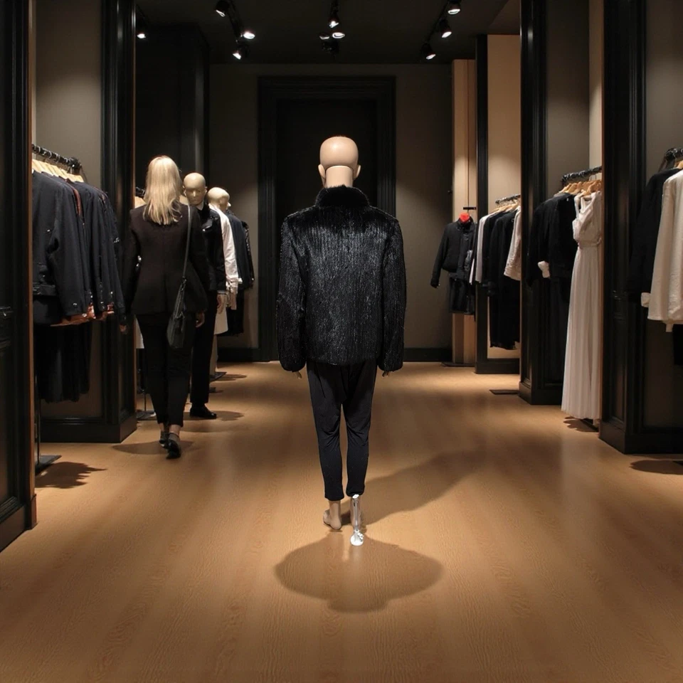 Chaqueta bomber visón negra corte pana para dama Foto 3 de 4