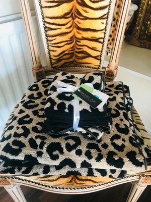 NEU RACHEL ZOE LEOPARD GEPARD TIERMOTIV BADETUCH & FLANELL SET