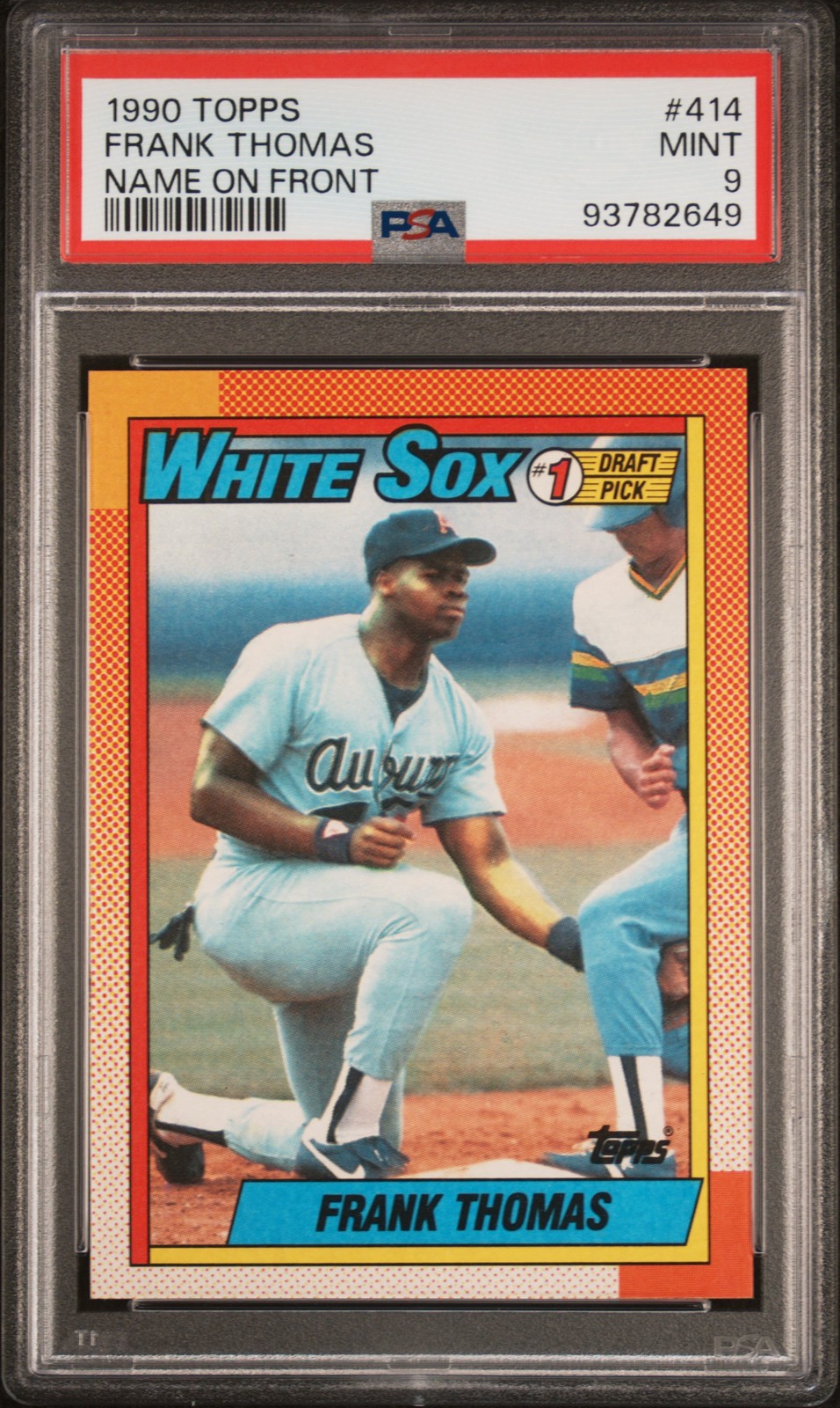 1990 TOPPS NAME ON FRONT #414 FRANK THOMAS ROOKIE RC PSA 9