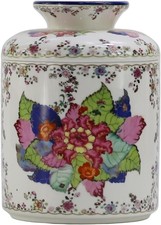 Tobacco Leaf Pattern Floral Round Porcelain Tissue Box Cover 6.7" Facial Tissue