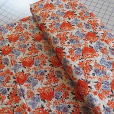 By The Yard, Red Rose Trellis On Beige Cotton $3.99 Ships ANY Amount Of Fabric