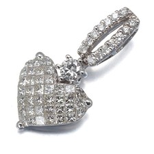 Diamond 0.47ct/0.17ct Heart Pendant 18K 750 White Gold