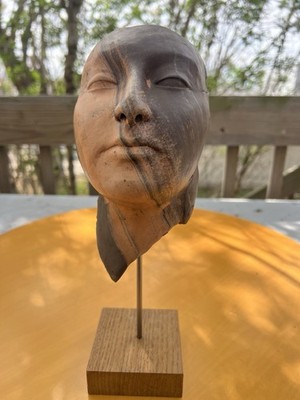 VTG Sculpted Clay Ceramic Head Bust Sculpture Art Floating Stand MCM Insp. 1986