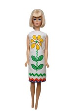 Barbie MOD 60s Flower Stem Look Dress - Handmade Doll Clothes