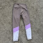 Wilo Women’s Medium Ribbed Leggings Brown Purple Ivory EUC — photo 5