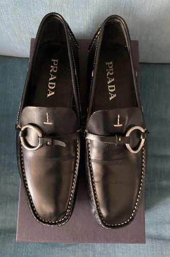 Prada Black Leather Shoes Flats Ladies Size 39/6 Excellent Condition S/S 2000