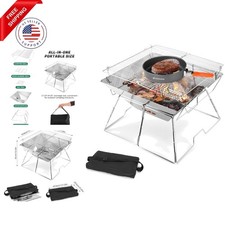 Folding Campfire Grill, 304 Stainless Steel Grate Barbeque Grill, Portable Ca...