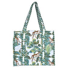 Borsa donna cotone trapuntato stampa blocco floreale grande riutilizzabile per shopping