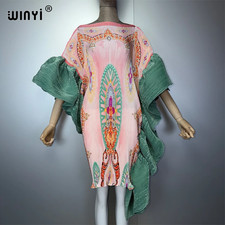 Women'S Elastic Slim Boho Dress Irregular Sleeve Kaftan Evening Robe Muslim Fem