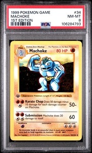 1999 Pokemon Game Base Set #34 MACHOKE 1st First Edition PSA 8 NM-MT TCG Card