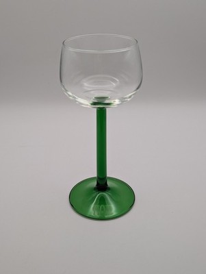 Vintage French Luminarc Alsace Wine Glass France Green Stem 6.5'' Great Condition