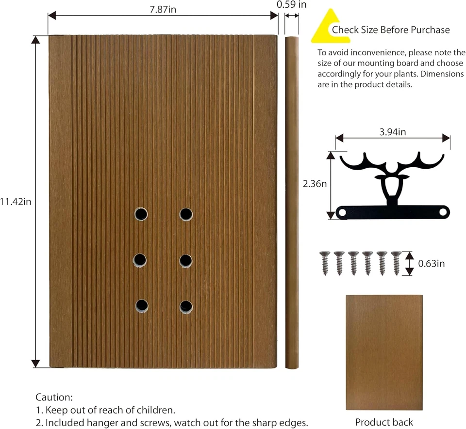 Staghorn Fern Mounting Board, Wall Planter, Hanging Planter, WPC Board, Ideal fo - Image 2 of 4