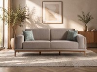 Elegantes Beiges 3-Sitzer Sofa Moderne Wohnzimmer 3-Er Couch
