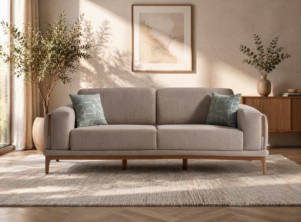 Elegantes Beiges 3-Sitzer Sofa Moderne Wohnzimmer 3-Er Couch-image
