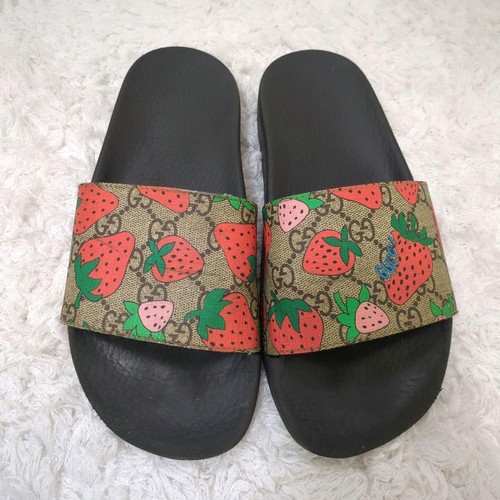GUCCI GG Logo Fresa Sandalias Mules Zapatos Planos Talla 38 Multicolor - Imagen 2 de 24
