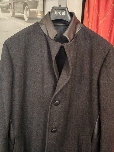 CANALI 800€ Men's Jacket Coat Wool & Leather Size EU 54 ( XL ) Made In Italy - Picture 2 of 18