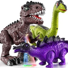 TEMI 3 Pack Walking Dinosaur Toys Toddlers Sound Light Up