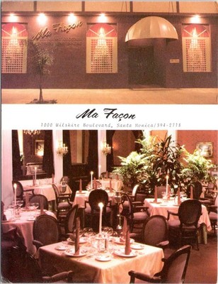 Santa Monica, CA California  MA FACON RESTAURANT  Night & Interior 4X6 Postcard