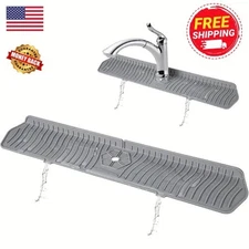 Kitchen Faucet Sink Splash Guard Silicone Drain Pad Water Catcher Tray Slip Mat