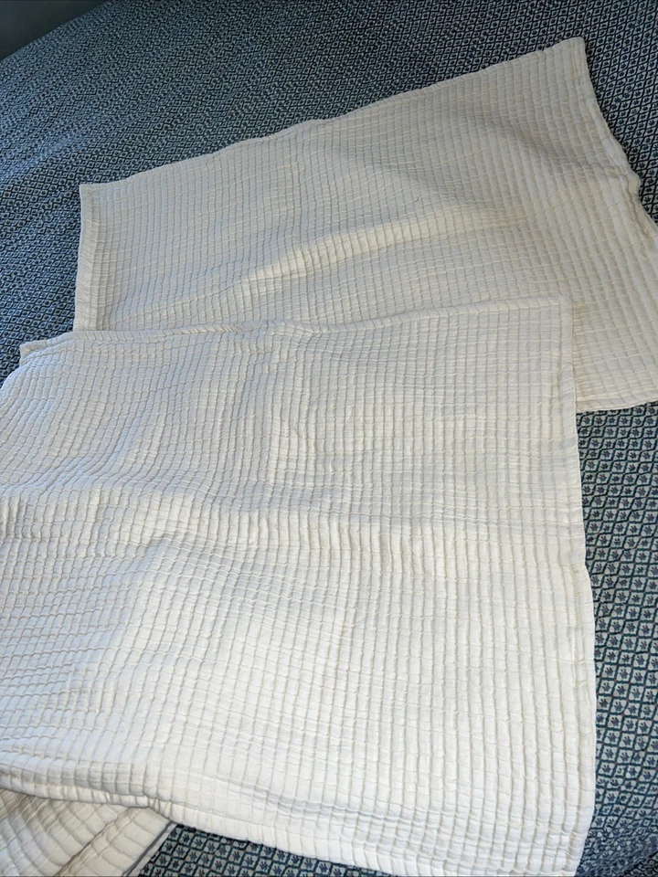 NUEVO SIN ETIQUETAS Quince Queen Size Acanalado Algodón Orgánico Cobertor + Fundas Marfil Caja Abierta Foto 4 de 4