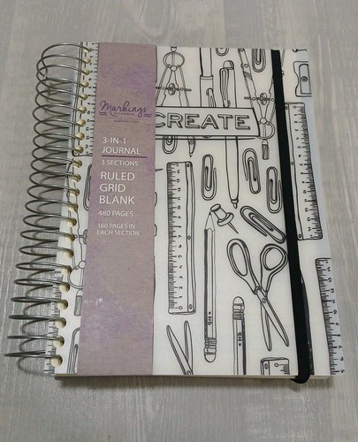 Markings C.R. Gibson 3-in-1 Journal Ruled Grid Blank 160 pages Per Section (480) - Picture 2 of 14