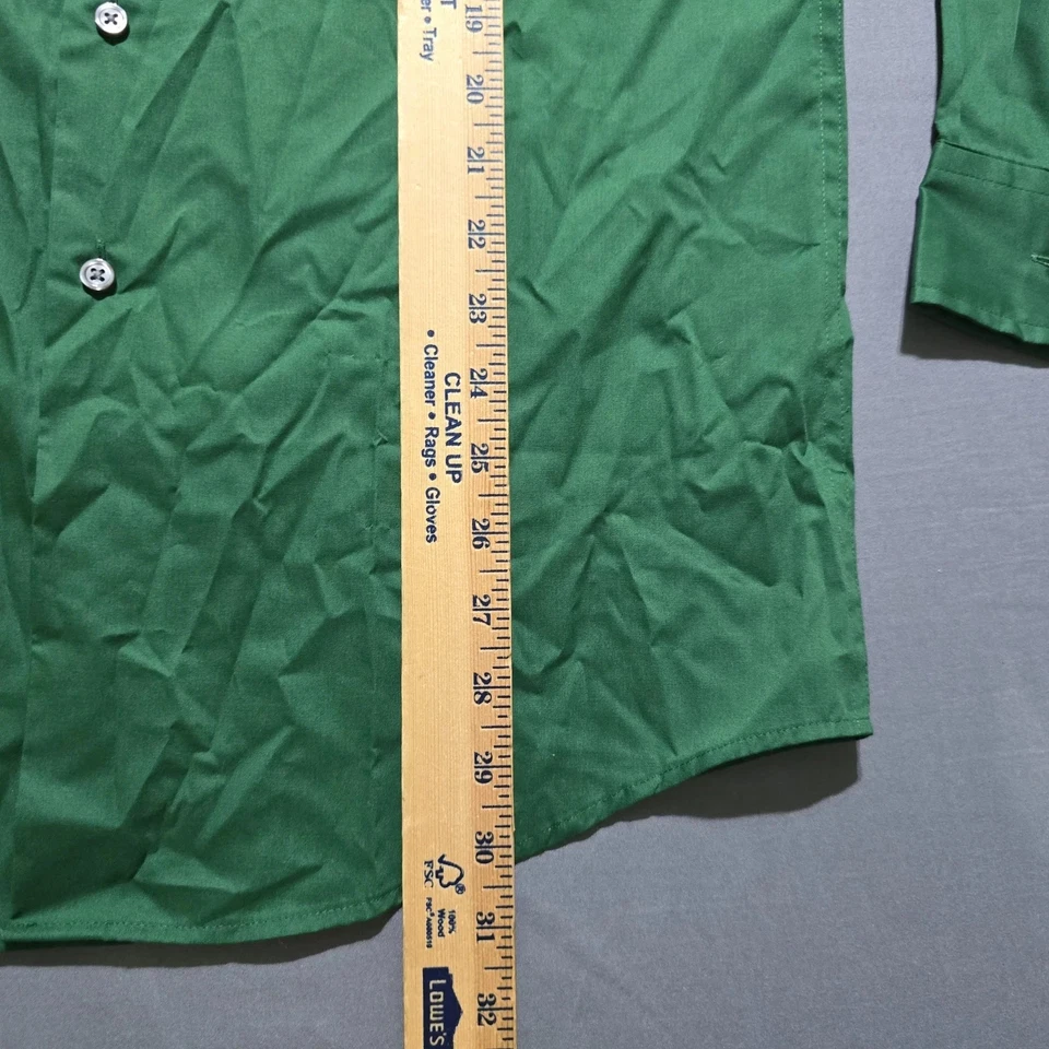 Camisa de vestir Club Room para hombre ajuste regular verde, pequeña 14 14,5 cuello algodón Foto 4 de 4