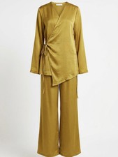 Ladies Satin Co Ord Set 2 Piece Outfit One Size
