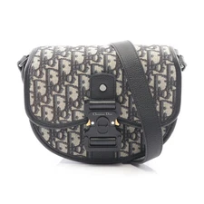 Christian Dior GALLOP Oblique Shoulder Bag Canvas Leather Light Beige #RC1641
