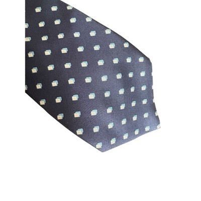 Vittorio Rex 100% Silk Men's Tie Navy Blue Geometric Print Made in Italy 58.5x3''