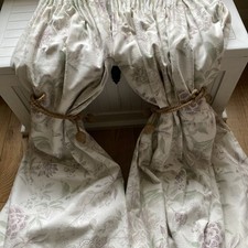 Heavy Linen Type Curtains Pastel Lavender Pale Green  Cream 8ft w x 54 drop each